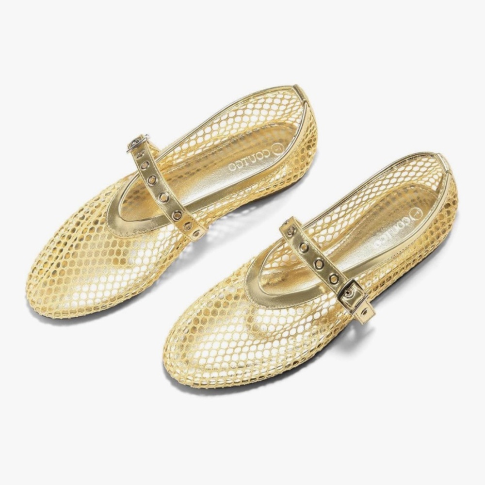 Amazon Gold Mesh Flats